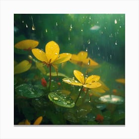 Yellow Flowers In The Rain Canvas Print