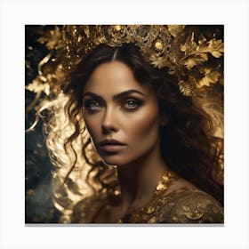 Beautiful Woman In A Golden Crown Canvas Print
