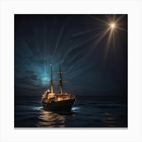 Ship At Night Canvas Print