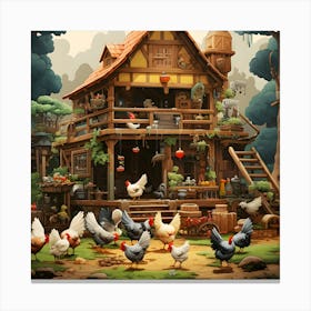 Chickens In The House Canvas Print