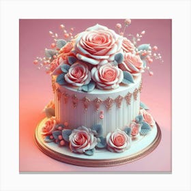 3d Rose Cake Canvas Print