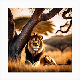 Lion In The Grass 3 Canvas Print