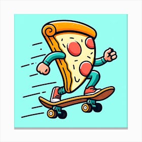 Pizza Man On Skateboard Canvas Print