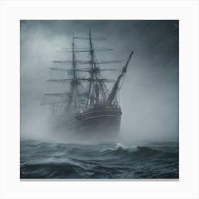 Voyager On The Sea of Fate 4/4 (ship sailing mist fog mystery ghost tall ship Victorian sail sailing galleon Atlantic pacific cruise mary celeste) Canvas Print