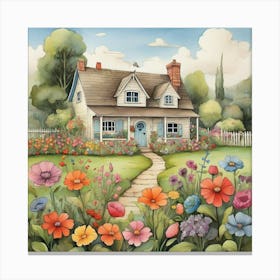 Cottage Garden Children's Drawing Art Print 2 Canvas Print