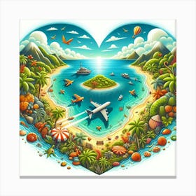 Heart Island Tropical Canvas Print