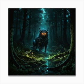 Wolf In The Forest 5 Canvas Print