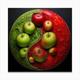 Firefly Yin Yang Harmony Of Red And Green Apples 37995 Canvas Print