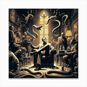 Man In A Room With Snakes Canvas Print
