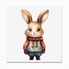 Rabbit In Winter Clothes Canvas Print