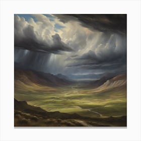 Storm Clouds Over A Valley Canvas Print