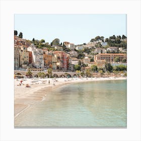 French Riviera Beach Square Canvas Print