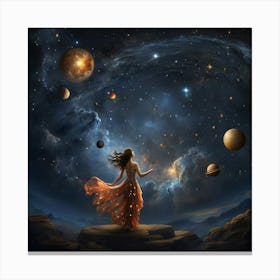 Girl In Space art print Canvas Print