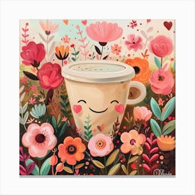 Coffee Mug Love Garden Cute Hearts Canvas Print