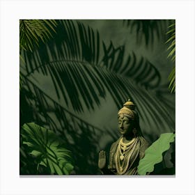 Buddha Statue In The Forest Canvas Print