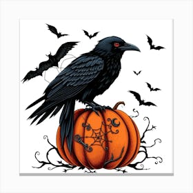 Raven On Pumpkin Canvas Print