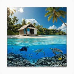 Default Vacation Travel Ad14 Wide Angle View12 Hut Shack Stran 2 Canvas Print