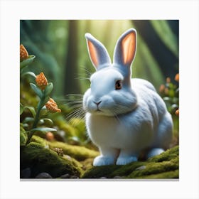 White Rabbit In The Forest 3 Canvas Print