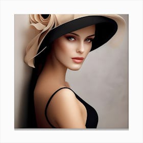 Beautiful Woman In A Hat Canvas Print