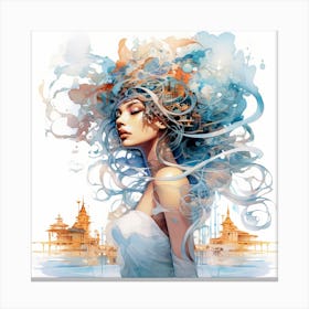 Girl With Blue Hair 1 Canvas Print