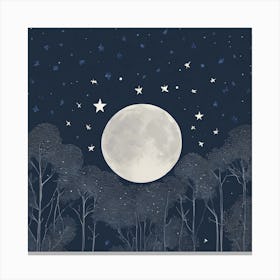 Moon And Stars Canvas Print