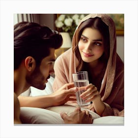 Pakistani Couple In Bed Canvas Print