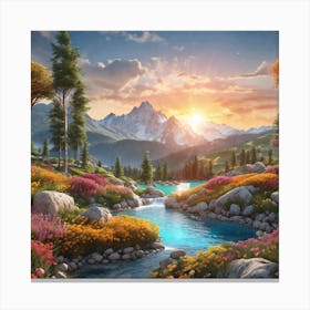 'Sunset In The Mountains' Canvas Print