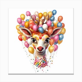 Deer With Balloons 3 Canvas Print