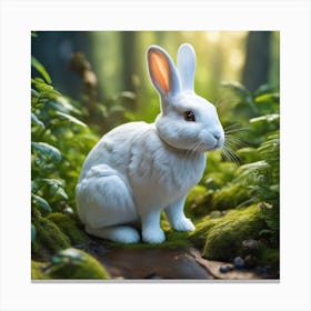White Rabbit In The Forest 10 Canvas Print