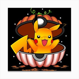 Pikachu In Pumpkin Ball - Pokemon Halloween Canvas Print