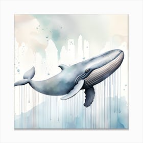 Whale Watercolor Dripping Canvas Print