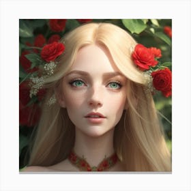 Beautiful girl with flowers Canvas Print