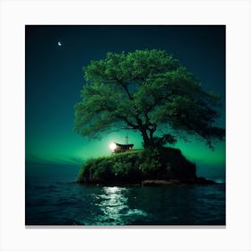 Lone Tree On The Island Canvas Print