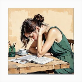 Woman Reading A Book 33 Canvas Print