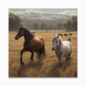 Horses In A Field 31 Canvas Print