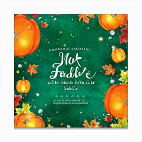 Autumn Sale Banner Watercolor Style Exploding With Vibrant Hues Of Pumpkin Orange And Leaf Green (2) Canvas Print