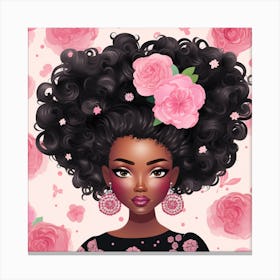 Black Girl With Flowers Canvas Print