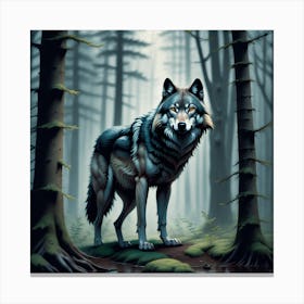 Wolf In The Forest 80 Canvas Print