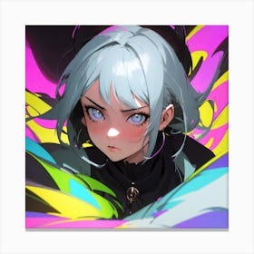 Anime Girl With Blue Eyes, anime digital art style, by Shadee Canvas Print
