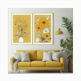 Always Blooming Good Mood Mustard Yellow Living Room A 0 Canvas Print