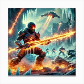 A Futuristic Sci Fi Scene Focusing On The Flame St Canvas Print