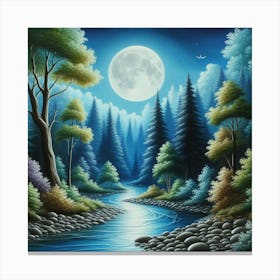 Full Moon In The Forest 10 Canvas Print