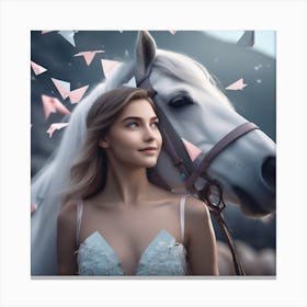 Portrait Of A Woman With A Horse Canvas Print