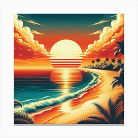 Sunset Beach Painting Canvas Print