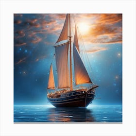 Sailboat In The Night Sky Canvas Print