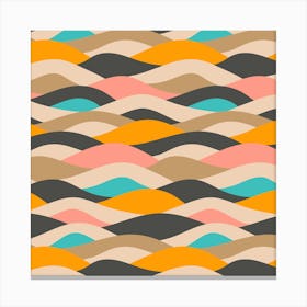 DUNES Wavy Desert Retro Mid-Century Modern Abstract in Earthy Vintage Brown Pink Yellow Beige Turquoise Cream Canvas Print