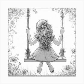 Little Girl On Swing 4 Canvas Print