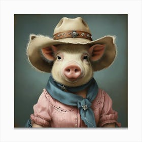 Marjorie The Cowgirl Pig Animal Art Print 1 Canvas Print