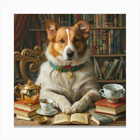 Dog At The Library Canvas Print