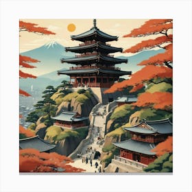 Kiyomizu Dera Temple Japan Vintage Travel Art Art Print 7 Canvas Print